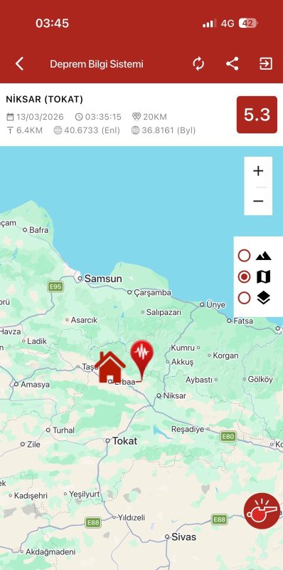 Erbaa'da Deprem Meydana Gelidi