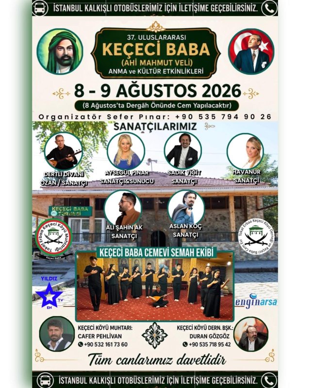 Keçeci Baba Anma ve Kültür Etkinlikleri 8-9 Ağustos’ta Düzenlenecek.