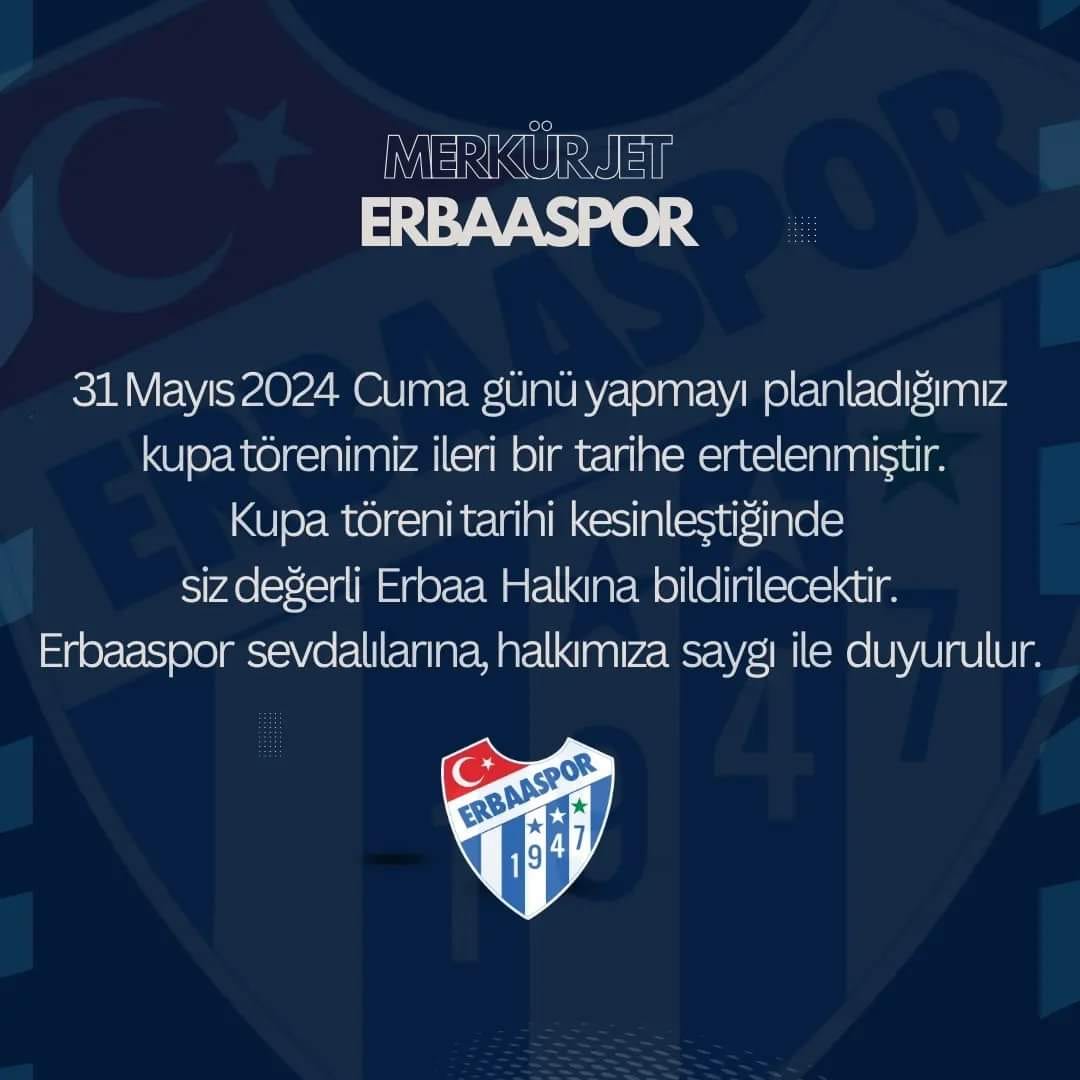 Erbaaspor Kupa Töreni Ertelendi.