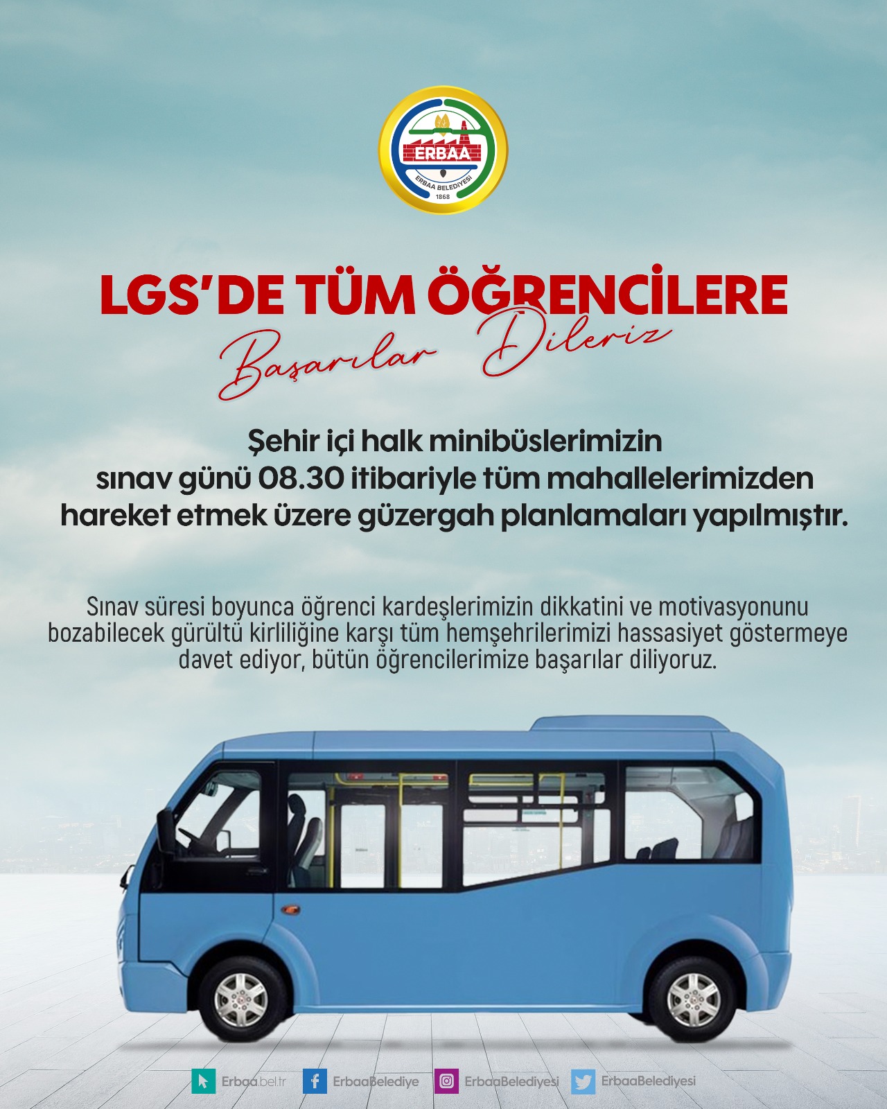 Erbaa Belediyesi LGS Sınavı Dolayısıyla Güzergâh Planlaması Yaptı.